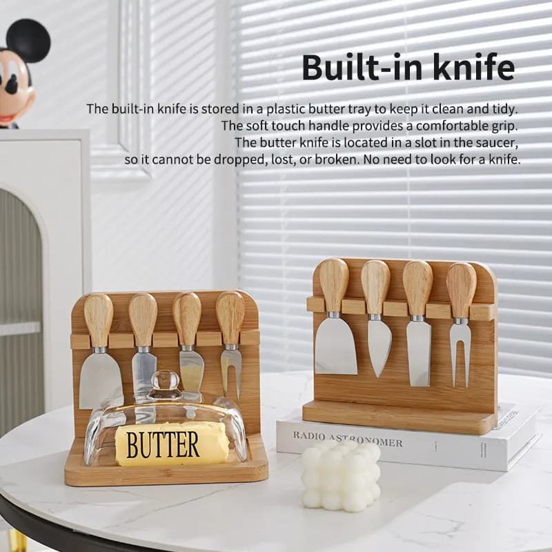 Solid Wood & Bamboo Cutting Board Multipurpose Cheese Bread Fruit Steak Pizza Serving Platter Kitchen Board Set
