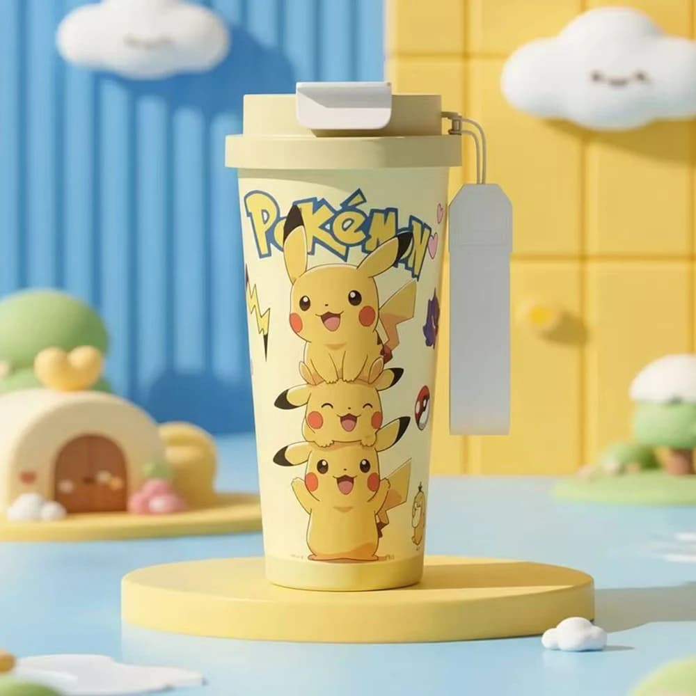 Yellow Pokemon Pikachu 520Ml 316 Stainless Steel Vacuum Insulated Tumbler Anime Leakproof Portable Travel Coffee Water Bottle