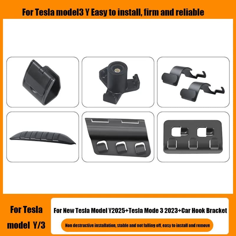 Per Tesla Model Y 2024+ e Tesla Model 3 2023+ Borsa Portaoggetti con Gancio per Ombrello, Bottiglie d'Acqua, Borsa per la Spesa nel Bagagliaio, Accessorio Auto