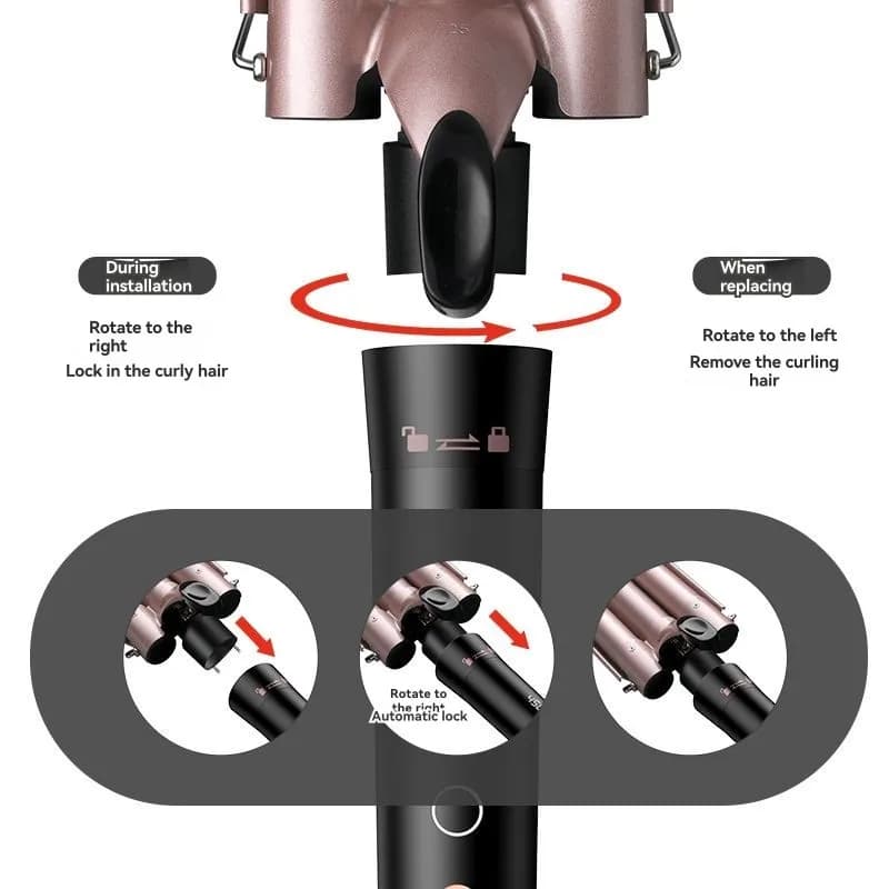 A39F Set multi-functional curling iron 5 in 1 upper with LCD display, interchangeable titanium barrels and EU plug 110-220 V