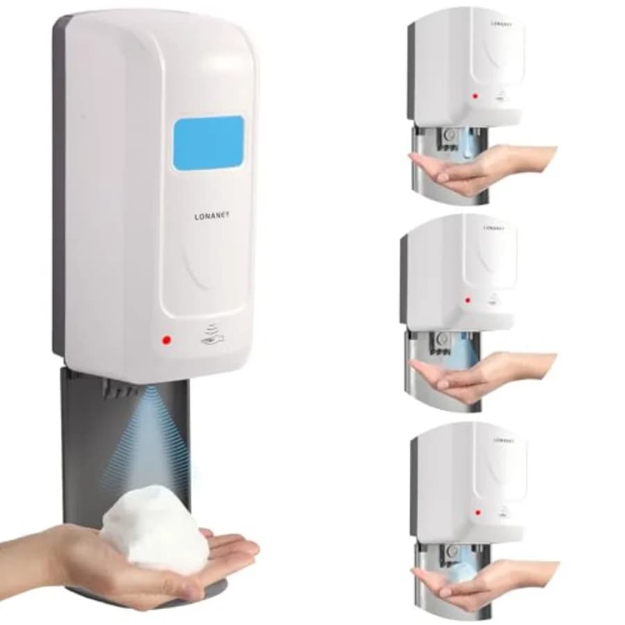 Dispenser Automatico di Sapone Schiumogeno Senza Contatto, Montaggio a Parete, con Sensore di Movimento, Ricaricabile, per Bagno