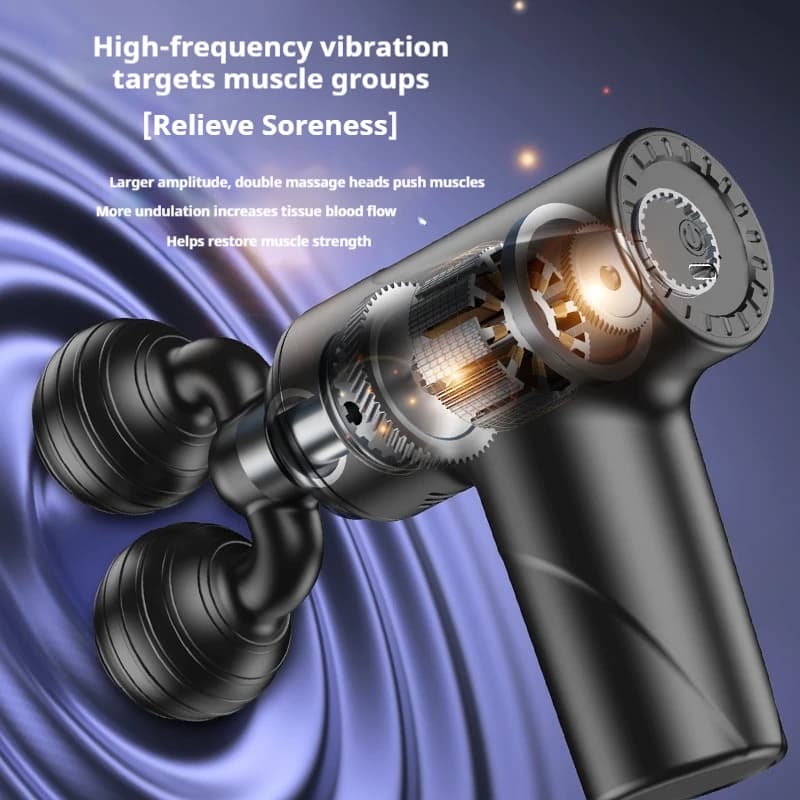 Mini Double Head Electric Massage Gun Black, USB Charging, 3 Speed, Deep Muscle Lift, Long Battery Life, for Home, Gym and Fitness