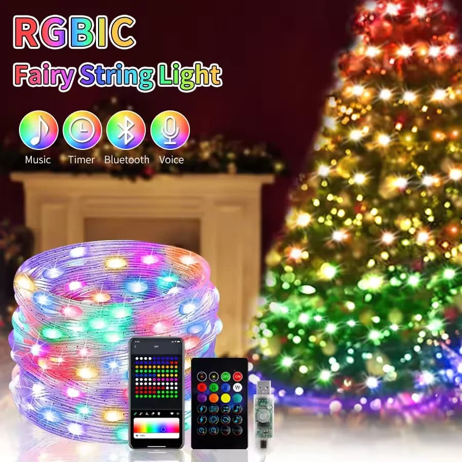 2-30m Smart Light String RGB Led Strip Bluetooth DIY Dreamcolor Fata Luce Albero di Natale Luce Impermeabile Party Room Decor