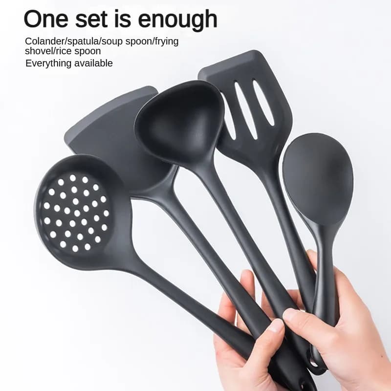 1/5psc cucina Silicone5 padella antiaderente resistenza alle alte temperature spatola set spatola pasto cucchiaio cucchiaio da zuppa set