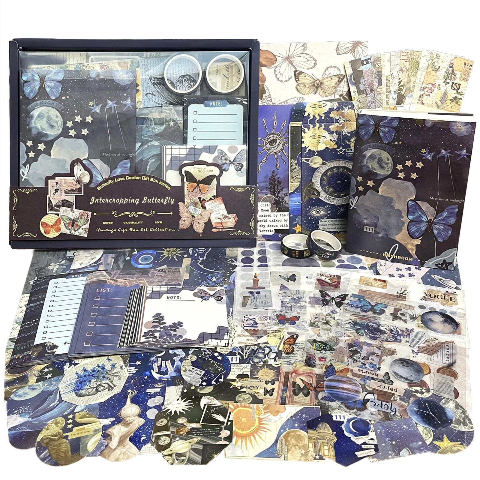 232pcs/box Scrapbooking Set DIY Diary Photo Album Vintage Stickers Scrapbook Paper Stationery Collage Junk Journaling Gift Box