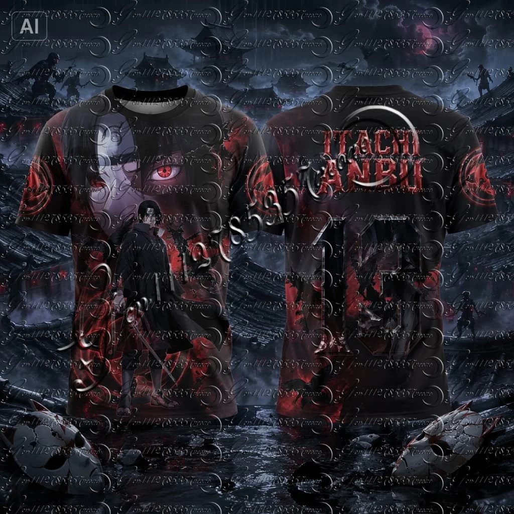 Naruto Uchiha Itachi Anbu Black Ops 3D Print T-Shirt Men Women Dark Style Short Sleeve Tee Casual Streetwear FamilyMatching