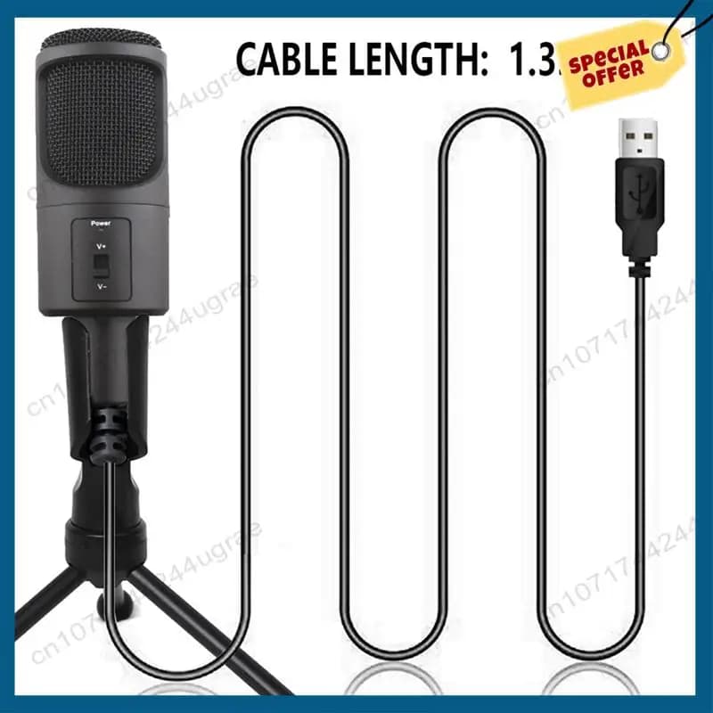 - USB microphone for PC A15I, condenser microphone for podcast with folding tripod for streaming, games, podcasting, recording, laptop D