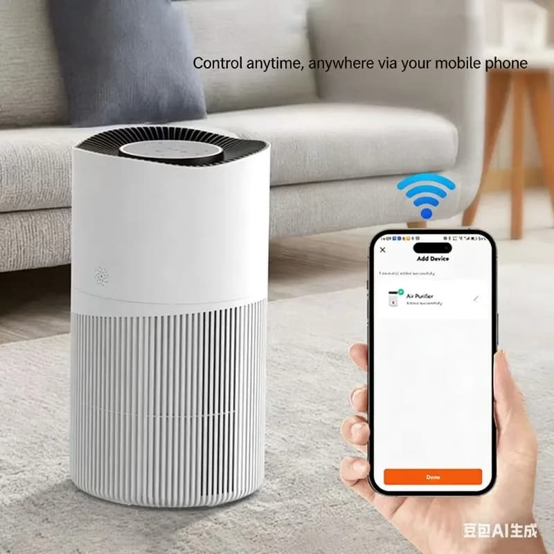 Purificatore d'Aria con Generatore di Ioni Negativi e Controllo APP per Casa, Allergie, Peli di Animali, Filtro HEPA, Purificazione Efficiente dell'Aria