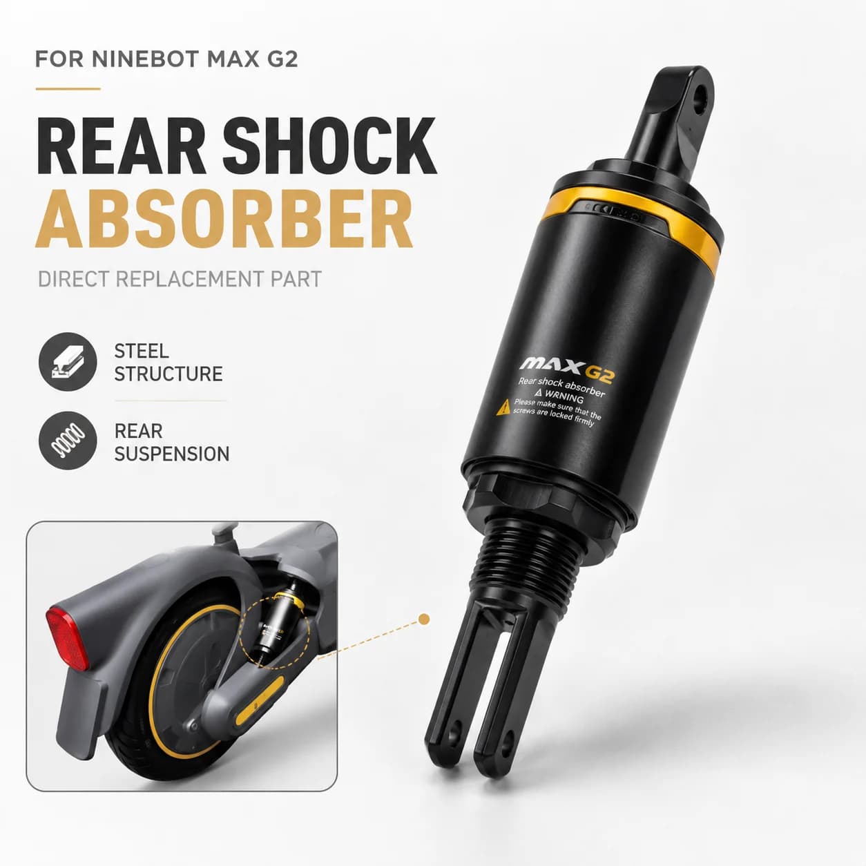 Rear Shock Absorber for Ninebot Max G2 Electric Scooter Steel Suspension Damper Replacement Repair Part