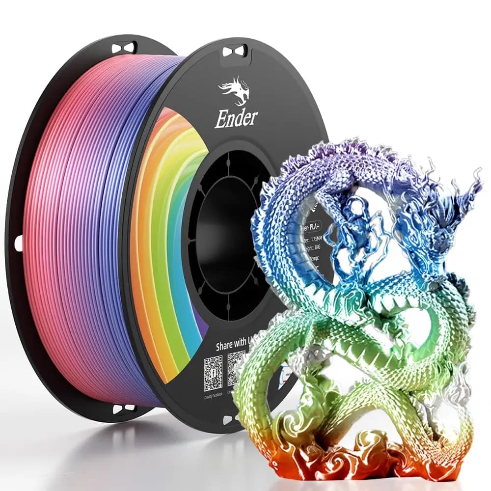 Creality 3D Printer Filament Multicolor，1KG Rainbow PLA+ Filament 1.75mm, PLA Plus Strong Toughness Dimensional Accuracy +/- 0.03mm, PLA Pro for Most 3D Printer