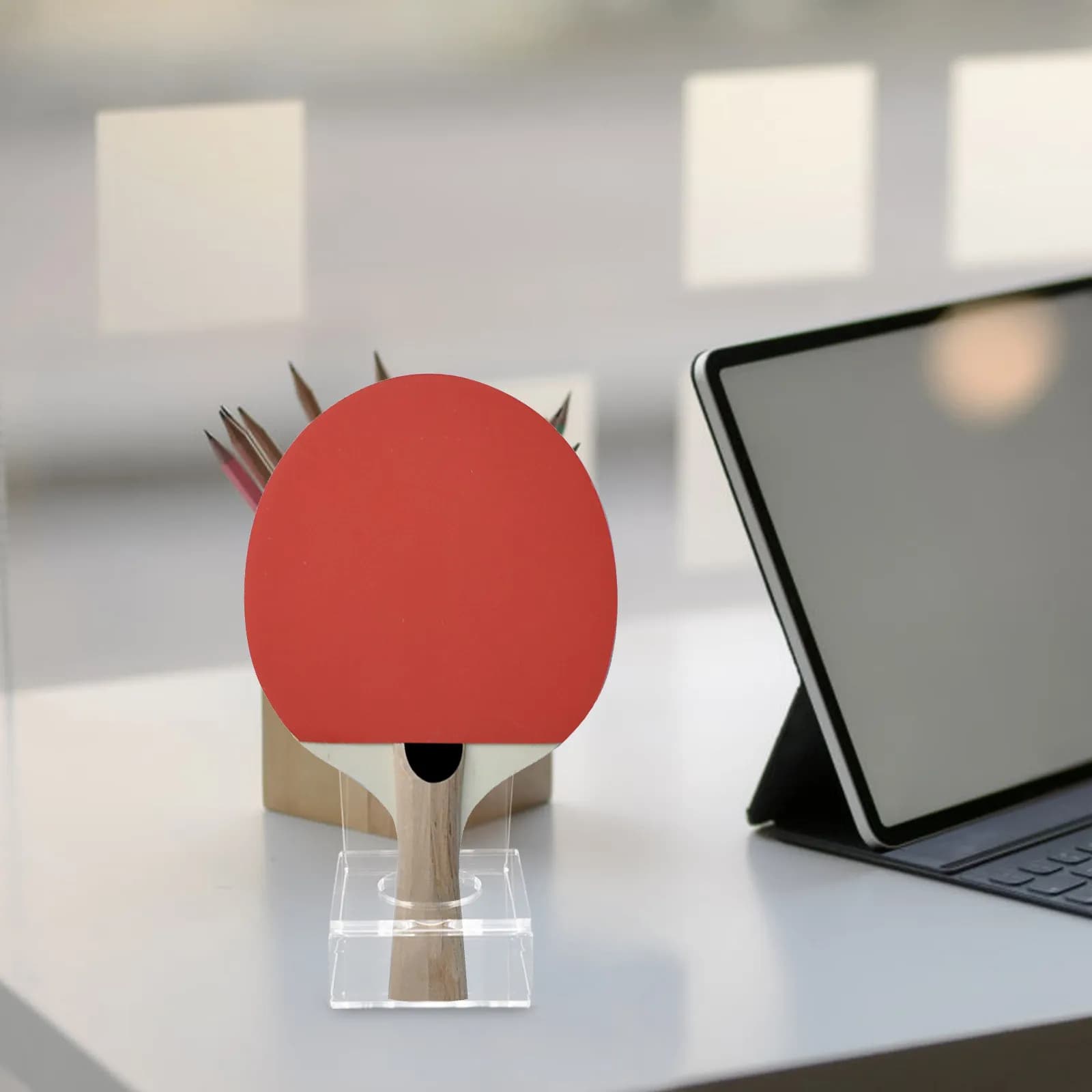 Supporto per Racchette da Ping Pong in Acrilico Trasparente, Espositore per Racchette da Tennis da Tavolo, Organizzatore da Scrivania per Casa e Centro Commerciale