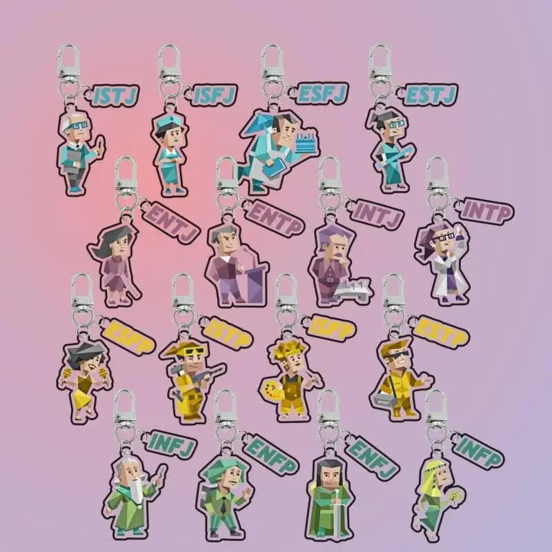 Cartoon MBTI Character Acrylic Keychain Pendant Creative Earphone Case Pendant Novelty Backpack Decoration Accessories Gifts