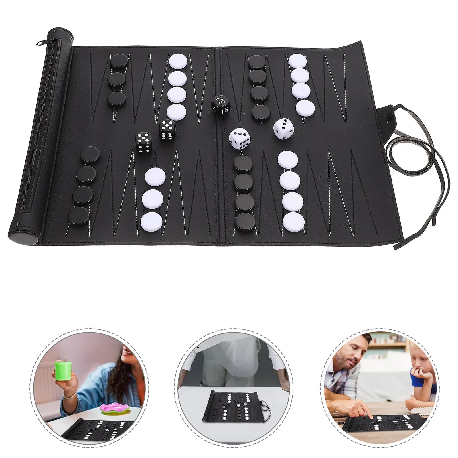 Scacchiera Internazionale Premium in PU, Portatile e Pieghevole, con Superficie Stabile per Giochi di Scacchi e Backgammon
