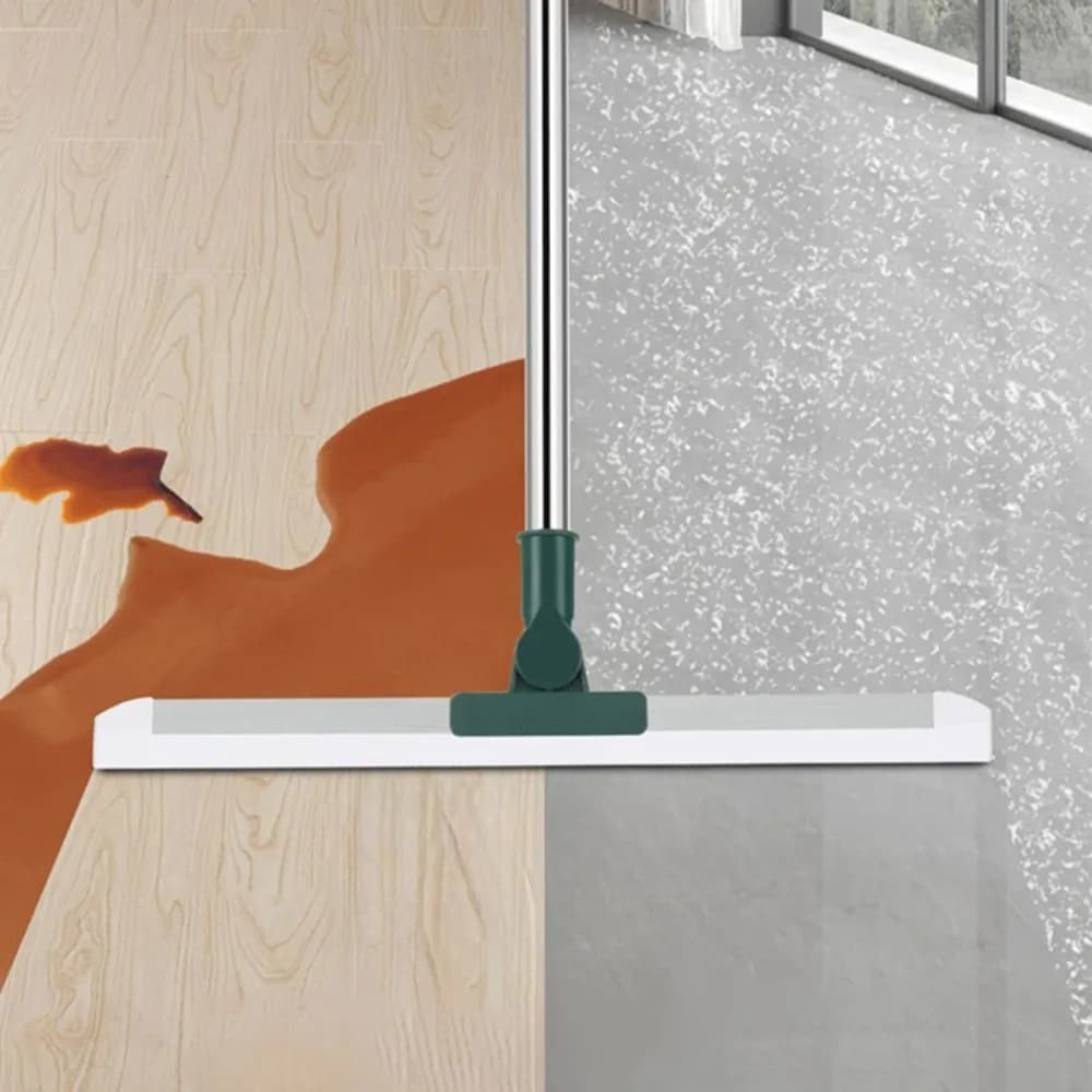 Silicone skirt with scraper for cleaning floors, glasses and bathrooms