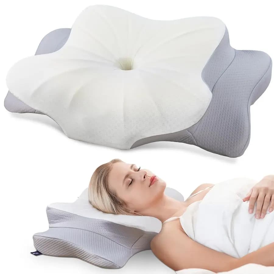 Cuscino Cervicale per Collo e Spalle, Cuscino Ergonomico in Memory Foam, Supporto per il Collo per Chi Dorme su un Fianco, sulla Schiena o sullo Stomaco