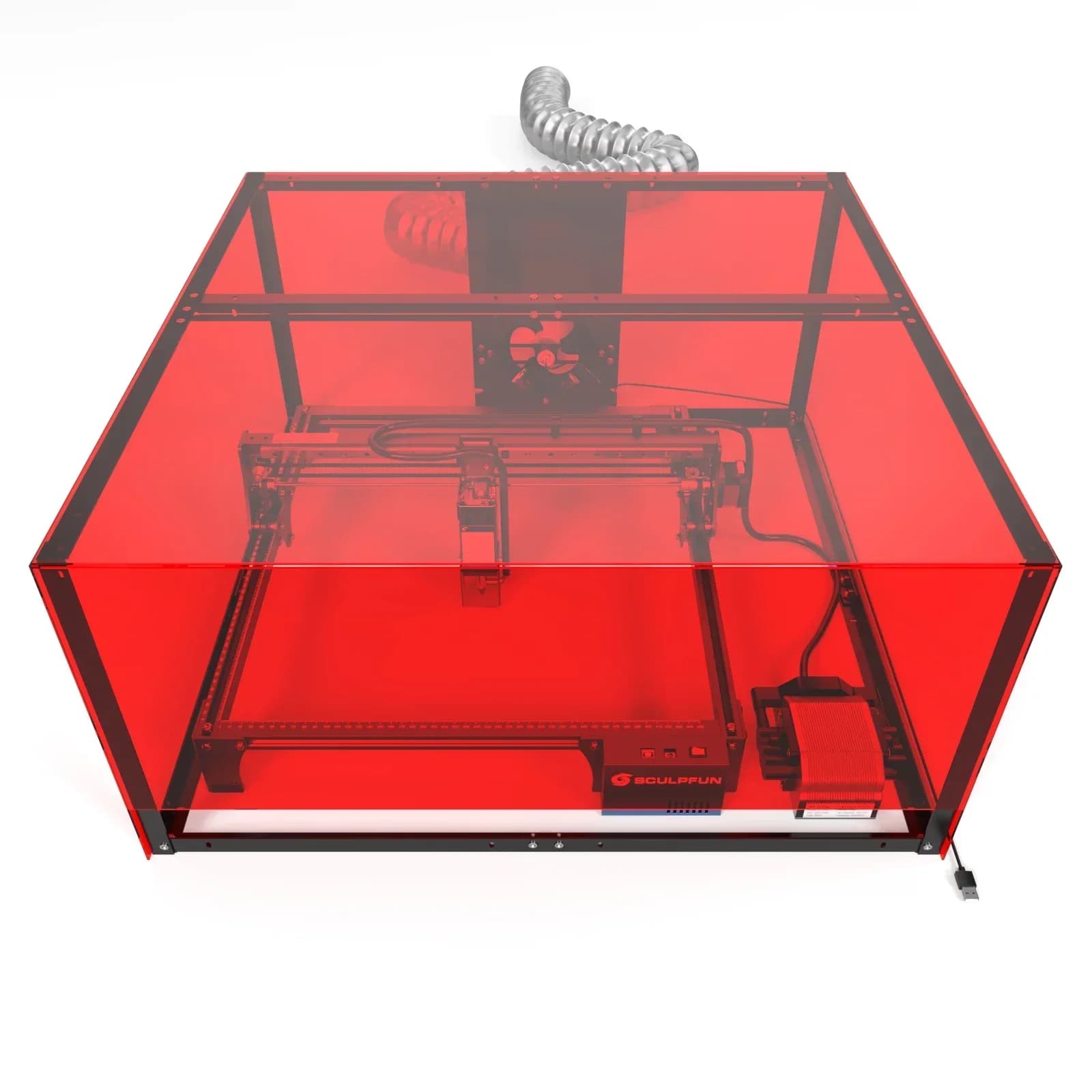 SCULPFUN Scatola di scarico fumi con coperchio rimovibile, protezione antipolvere per incisione laser, compatibile con incisori S10 S9 S6 Pro