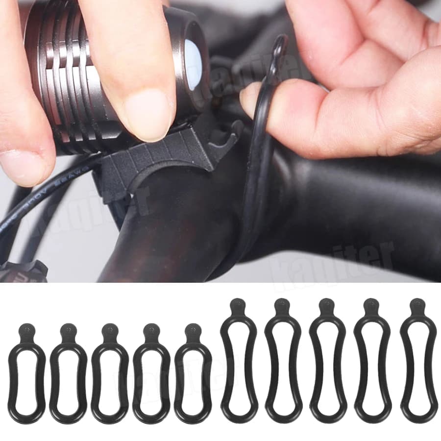 10 pezzi di fascia in gel per faro della bicicletta lampada posteriore manubrio supporto per asta supporto per torcia a luce LED cinghie in gomma elastiche elastiche