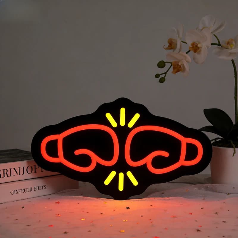 Insegna al Neon LED a Forma di Guantoni da Boxe, Regalo Romantico per Lui, Decorazione per Camera da Letto, Palestra, Arte Murale Sportiva, Luce al Neon, Regalo di San Valentino