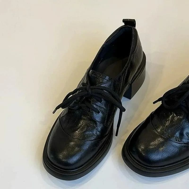 English-style Platform Women's Shoes 2026 New Style with Laces, Suitable for Spring and Autumn, Thick Heel, Versatile Loafers
