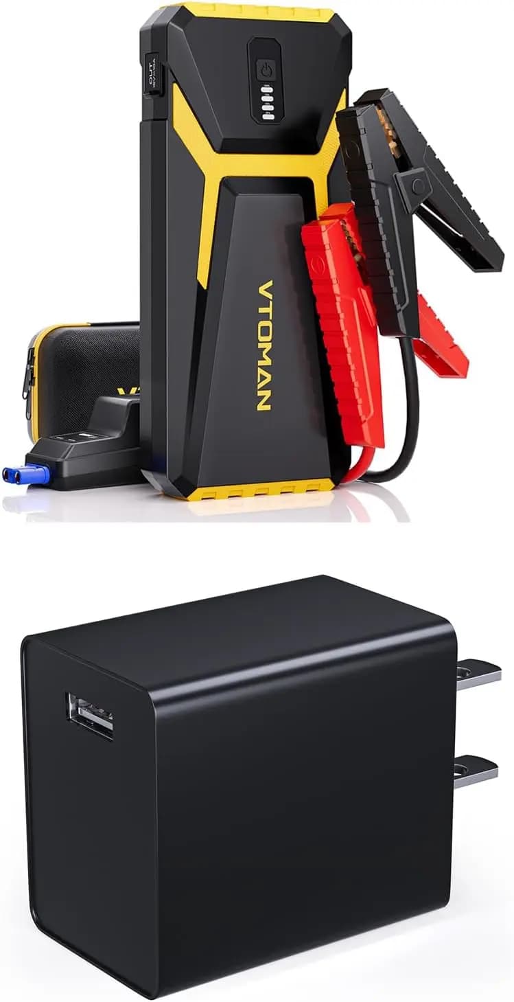Avviatore di emergenza V10 3500A, scatola di emergenza al litio 12V per gas da 9,5 litri e diesel da 7,5 litri, ripetitore batteria per auto portatile con caricabatterie USB-A da 15 W