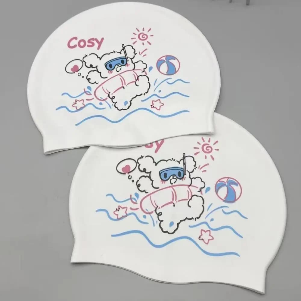 Cartoon Swimming Caps Comfortable Ear Protection Silicone Swim Caps No Tightening Waterproof Cat Swim Caps Pool Accessories