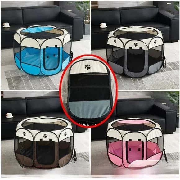 Portable Indoor Pet Fence Dog Cage Cage Foldable Outdoor Simple Mesh Cloth Dog Kennel Carrier Home Use Pet Supplies