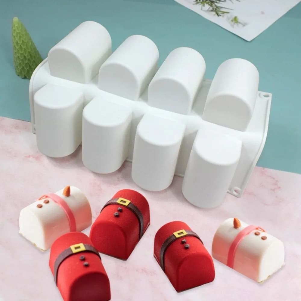 Stampo in Silicone Riutilizzabile per Mousse e Torte, Antiaderente, Facile da Sformare, Stampo Cilindrico Bianco per Dolci e Dessert