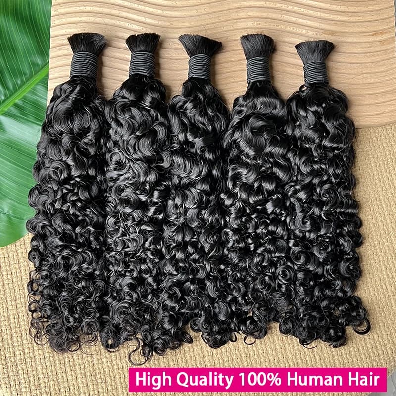 Raw Bulk Human Hair For Braiding Wholesale Burmese Curly Boho Braids Human Hair Extensions No Weft Double Drawn Curly Hair Bulk