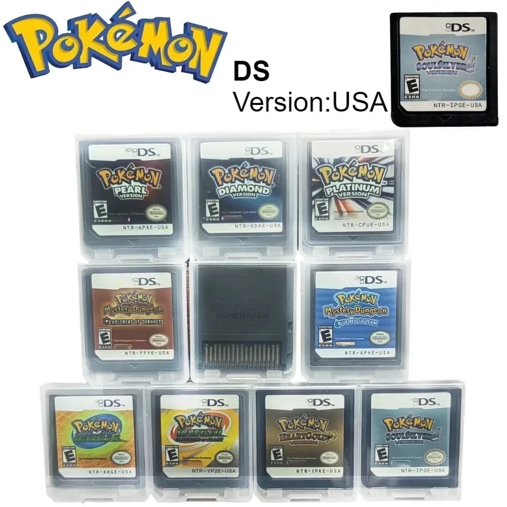 Cartuccia di Gioco Serie Pokémon per Console Video Game, Scheda RANGER Pearl Diamond HeartGold SoulSilver per NDS 3DS, Regalo per Appassionati di Giochi