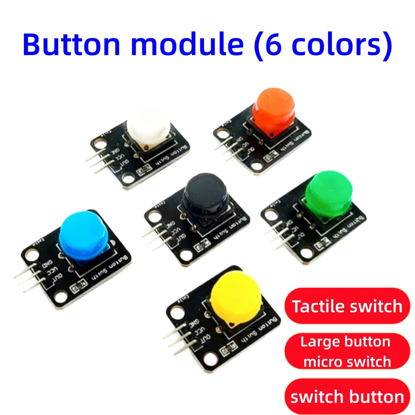 6-1 pcs, 25X21X14 Module button large Module light tactile switch with hat High level output for arduino or raspberry pi 3