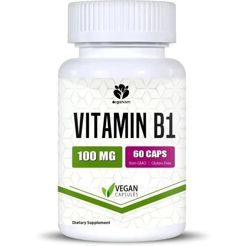 Vitamin B1 100mg 60 thiamine supplement capsules support general non GMO health without gluten (60 capsules)