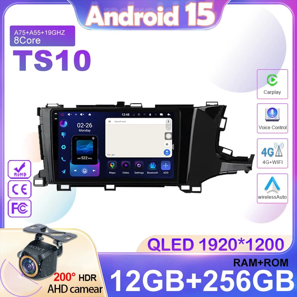 Android 15 Autoradio Per Honda Shuttle 2 2015-2020 Multimediale 4G Navigazione GPS Senza Fili Bluetooth Carplay Touch Screen Stereo