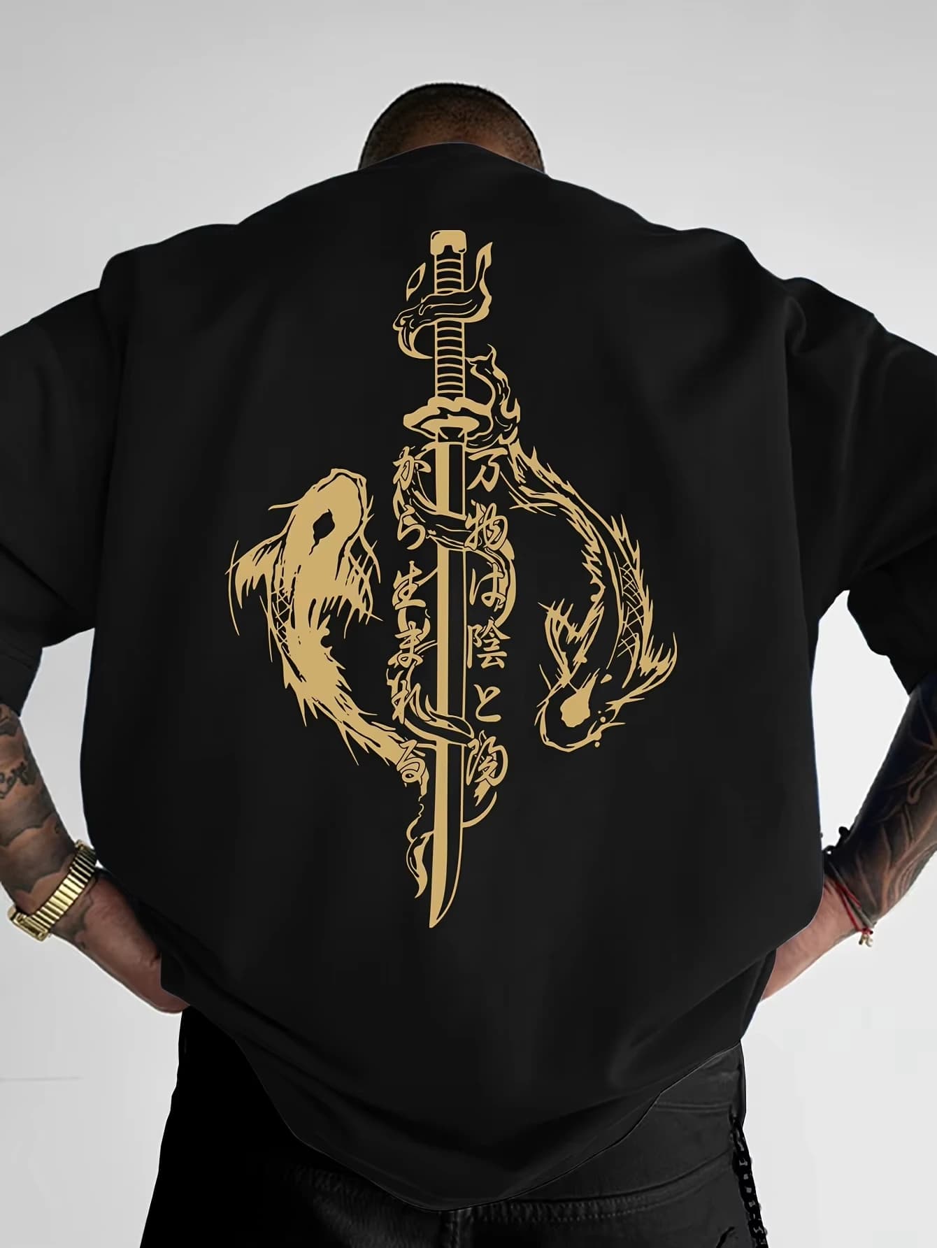 Summer New Men's Japanese Bushido & Samurai Sword Print Cotton T Shirt Short Sleeve Outdoor Casual Tees Oversized Unisex Tops