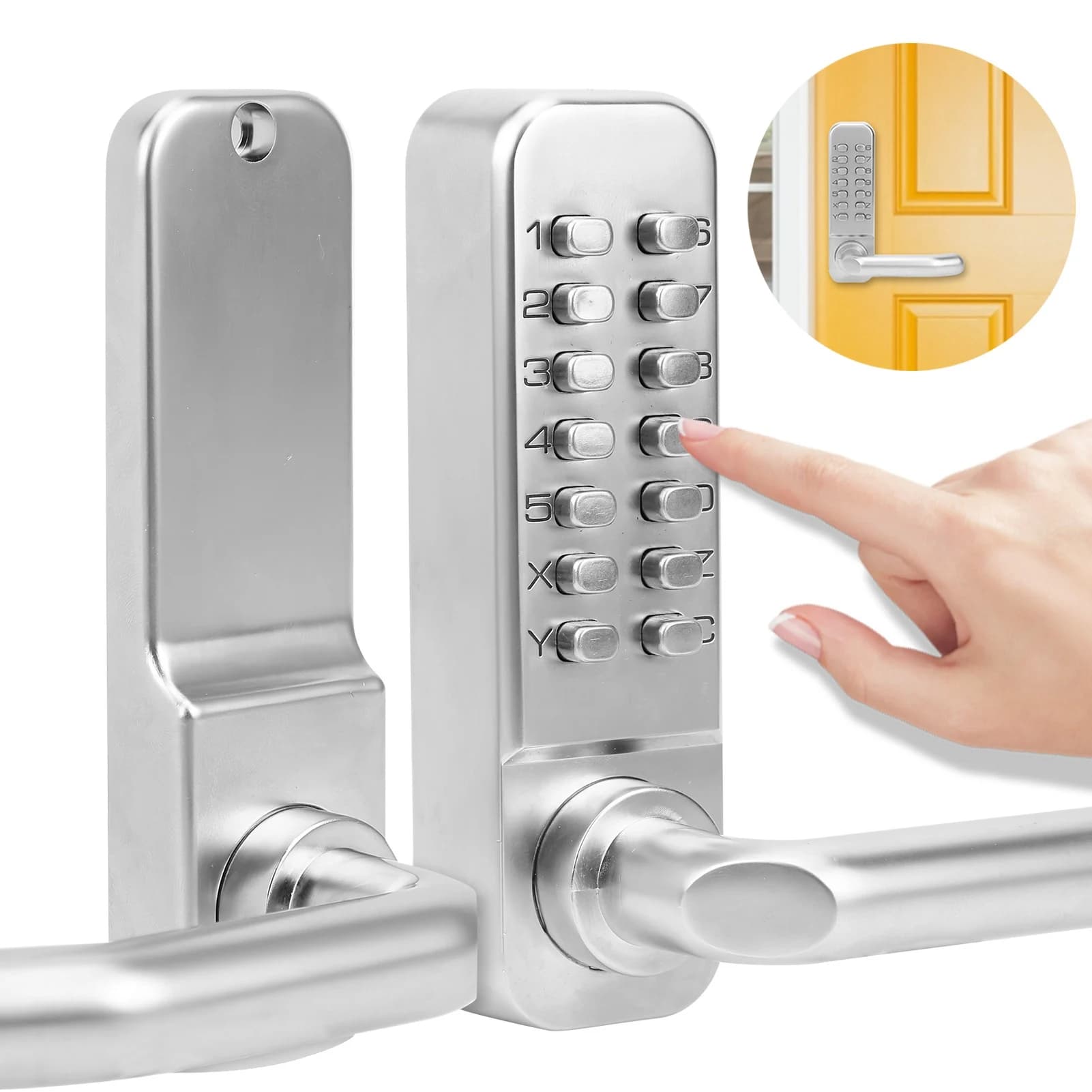 Serratura meccanica intelligente per porta, ingresso con password digitale, accessori per la sicurezza domestica antifurto senza alimentazione