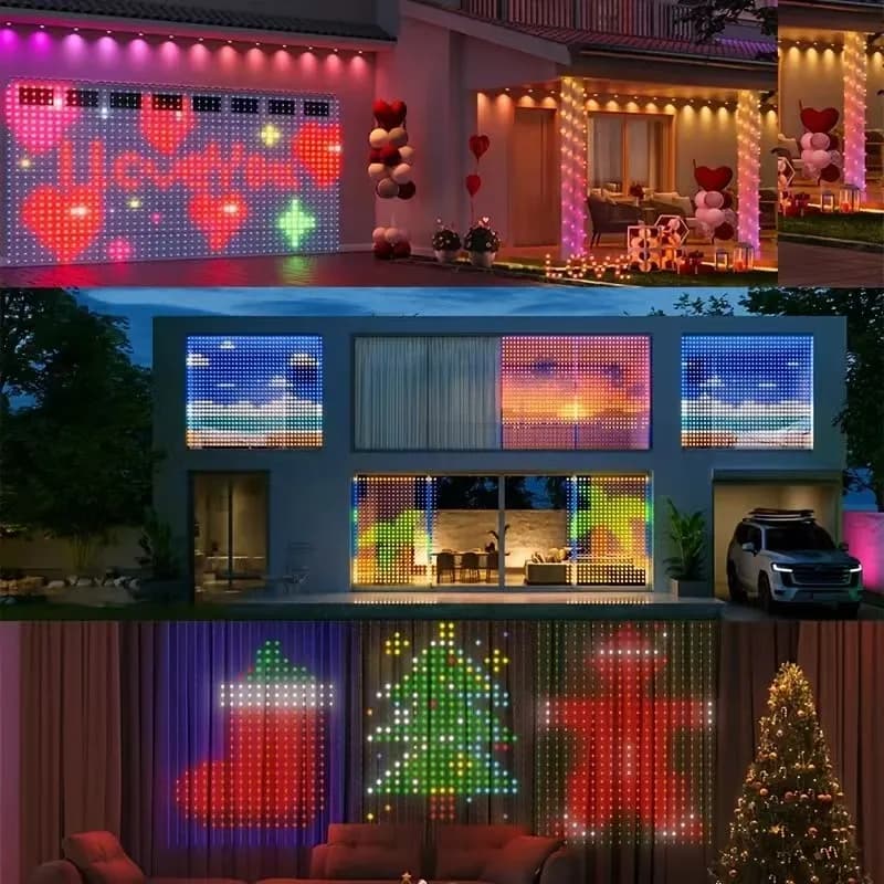 Luci a corda per tende a LED intelligenti Decorazioni natalizie per esterni Musica locale sincronizzata Telecomando a tema fiaba