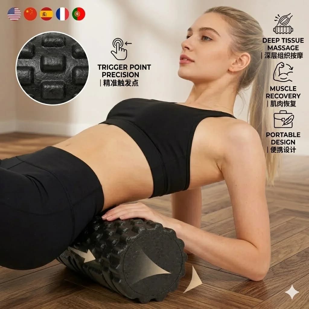 Rullo in Schiuma EPP da 33cm per Yoga e Massaggio, Strumento per Recupero Muscolare Profondo, Fitness, Pilates e Terapia