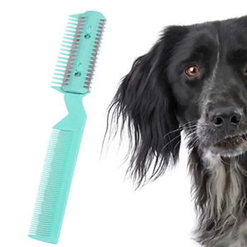 Pettine Tosatore per Peli di Cani e Gatti con 2 Lame, Rasoi per Toelettatura, Spazzola e Pettine per la Rimozione dei Peli di Gatto, Strumento per la Toelettatura di Cani e Gatti