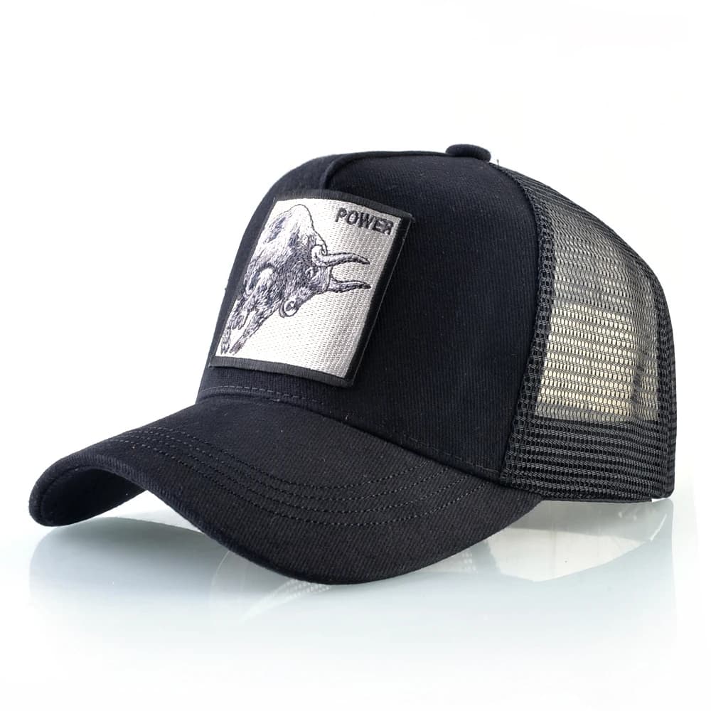 Berretto da baseball K da uomo Snapback Hip Hop Trucker Cap con ricamo Bull Patch Cappello da camionista in rete traspirante quattro stagioni per donna