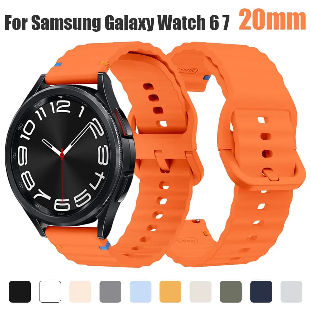 20 mm silicone watch strap for Samsung Galaxy Watch 6 7 44mm 40mm/6 Classic 47mm 43mm/5 Pro 45mm/5 4 44mm 40mm smart strap