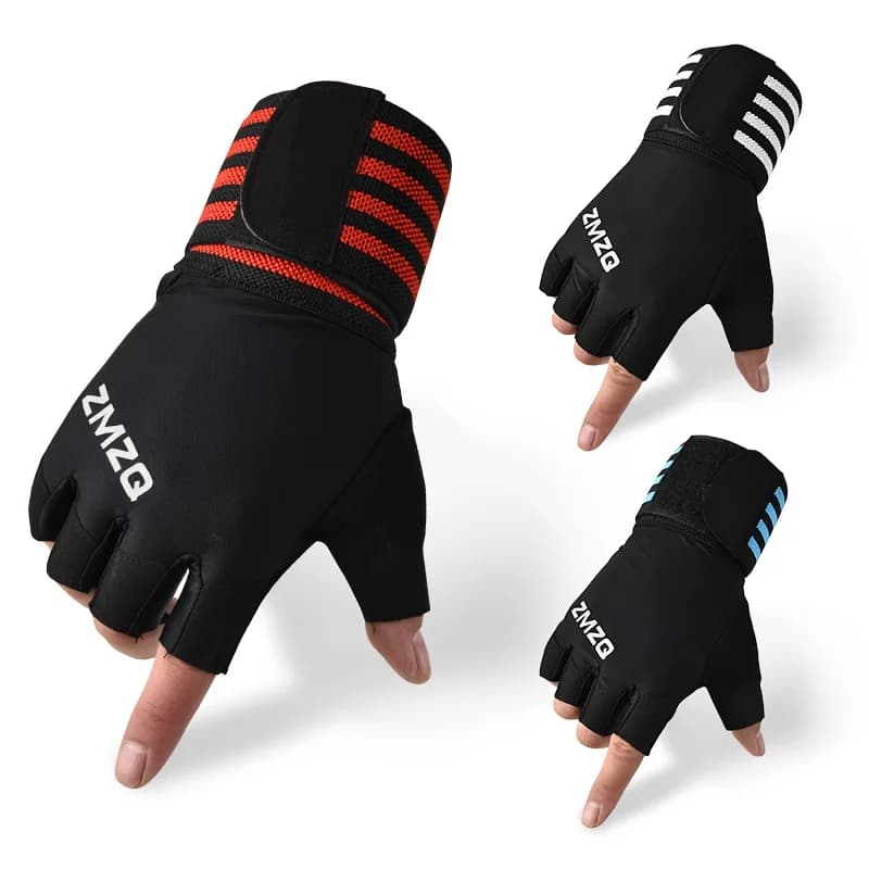 1Pair Barbell Gloves for Fitness Men and Women, Wrist Protection, Anti Slip Half Finger Exercise Equipment, Training Pull Up