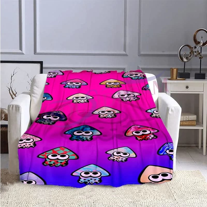 My Gaming coperta l'ultima moda Cute Squid Printing Splatoon Pattern coperta rettangolare in flanella coperta unica per divano letto