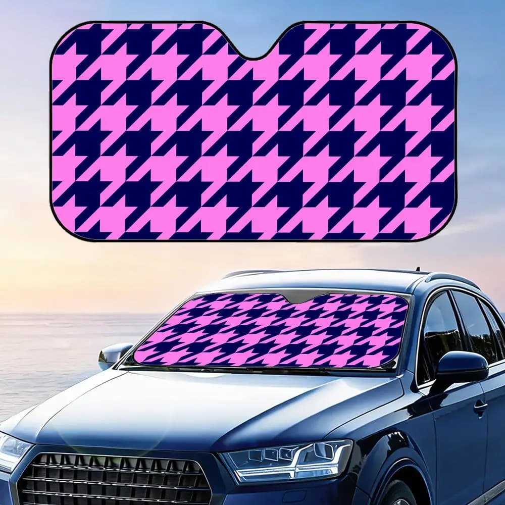 Parasole per Auto con Motivo a Pied-de-Poule, Riutilizzabile in Alluminio, Protezione UV, Isolamento Termico, Copertura per Parabrezza