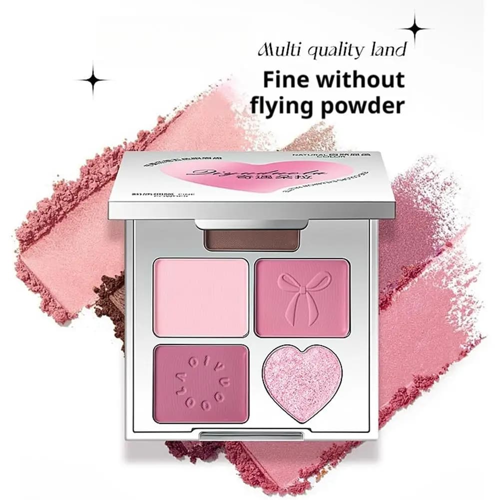 Palette di ombretti a cinque colori in polvere fine, a lunga durata, naturali, opachi, perlescenti, colore albicocca, rosa, trucco occhi sexy, altamente pigmentati