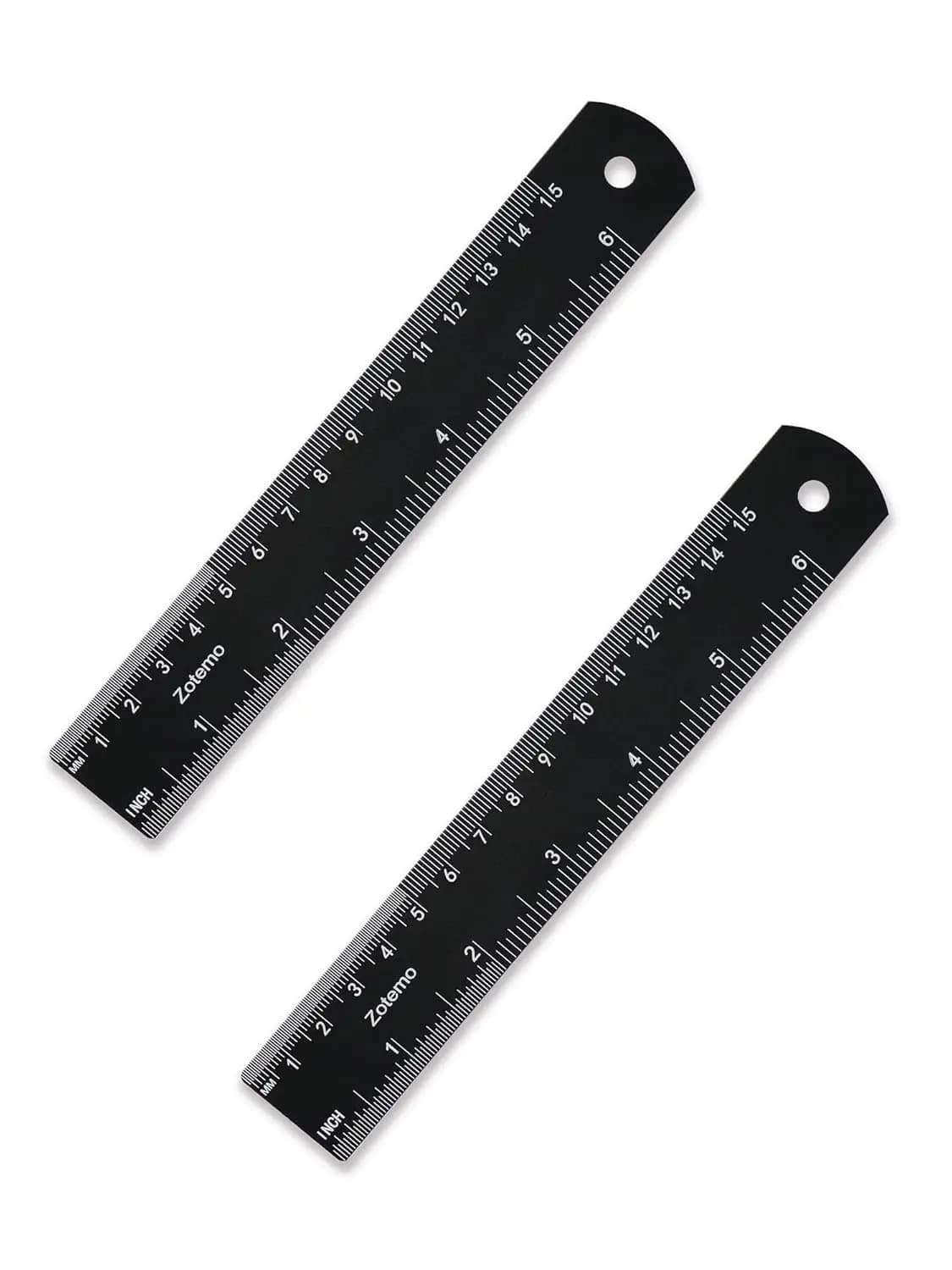 Set di Righelli in Metallo da 6 Pollici - Scala Doppia Metrica e Imperiale, Incisione Laser, Misurazione da Bordo a Bordo per Scuola, Geometria, Artigianato