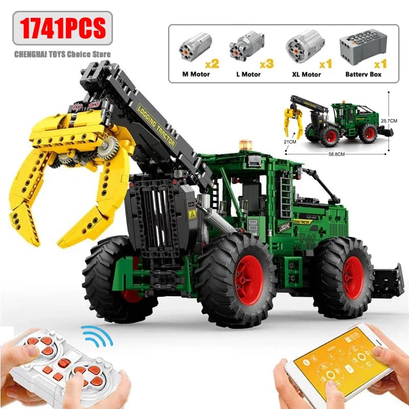 1741PCS RC Trattore di legname Building Blocks Trattore agricolo Tecnologia Elettronica di telecomando Auto Mattoni Modello Giocattoli per bambini Idea regalo