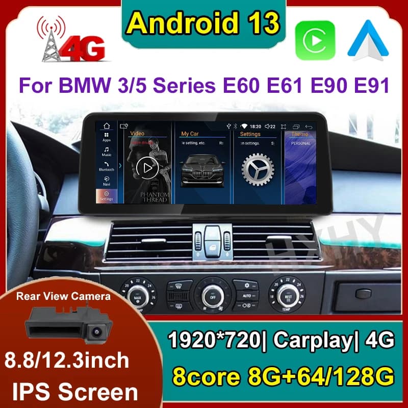 Lettore DVD per auto Android 13 da 8,8/12,3 pollici per BMW E60 E90 CCC CIC Sistema Multimediale Radio GPS Navi Audio Carplay
