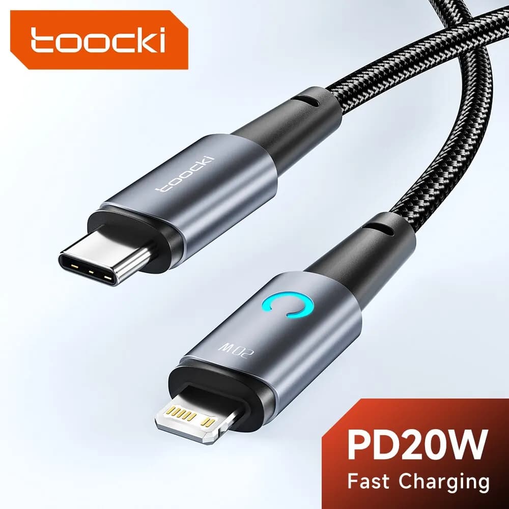 Cavo USB C Toocki per iPhone 15 12 13 14 Pro Max Mini XS LED PD caricabatterie rapido cavo dati da USB tipo C a Lightning 1m 2m