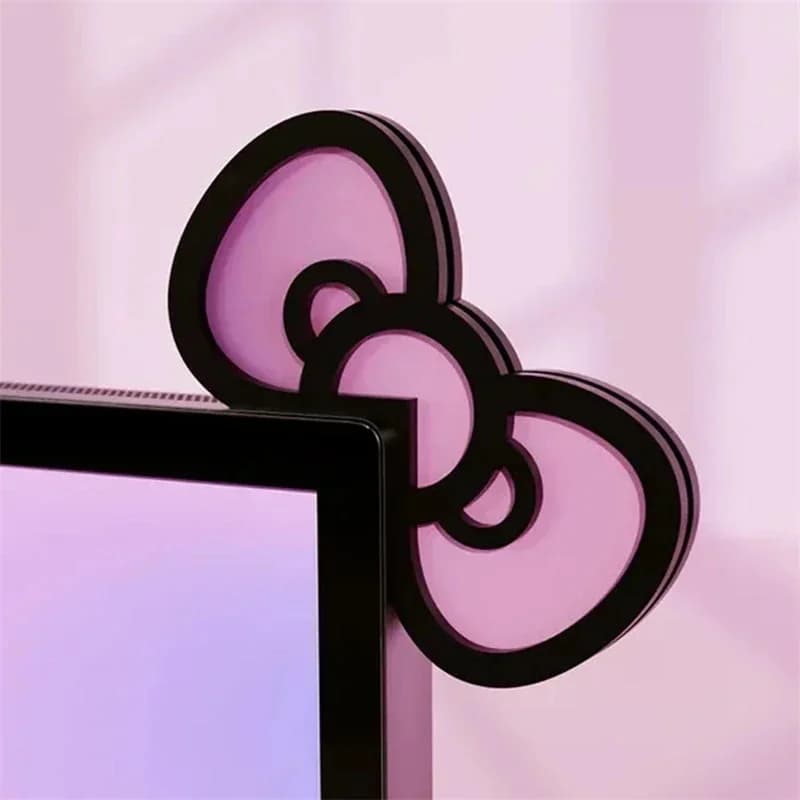 Decorazione per monitor con fiocco in acrilico rosa Kawaii Bowknot Accessorio per PC Ornamento da scrivania per la configurazione di giochi, display per l'home office e regalo per adolescenti