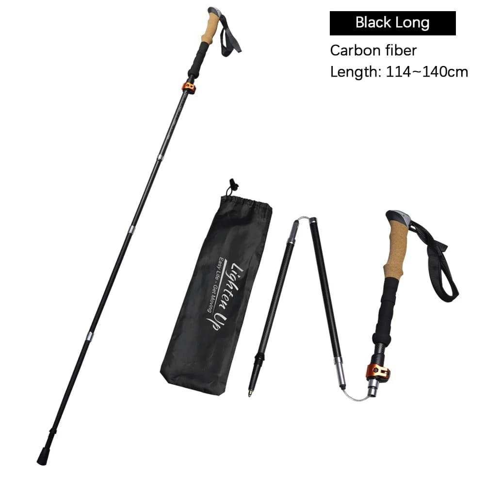Carbon Trekking Stick Folding Pole Ultra-light Mountaineering Trekking Outdoor Carbon Fiber Walking Stick