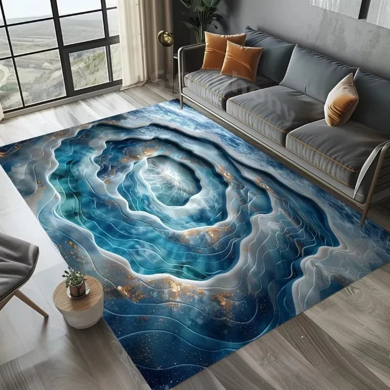 Tappeto 3D Effetto Mare, Tappeto Spirale Marino, Tappeto Vortice, Tappeto Tempesta, Tappeto con Illusione 3D, Tappeto Vortice, Tappeto Area Vortice, Tappeto Effetto 3D